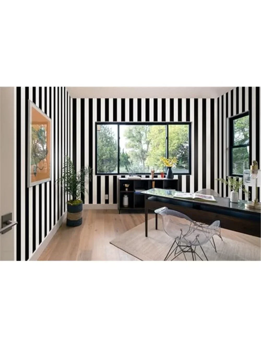 Peel And Stick Wallpaper Black White Striped Removable Contact Paper Waterproof